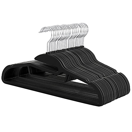 Elama Home Rubber Non-Slip Hangers, Adult, Black, Pack Of 30