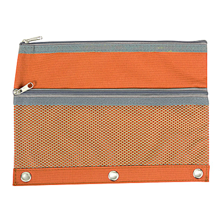 SdeFe Binder Fabric Pencil Pouch 3-Ring Binder Pencil Case Bag with Zipper  4 Pack (Orange)