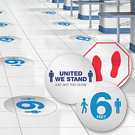 10 PackSocial Distancing Floor Decals Stickers UNITED WE STAND 6 FEET APART 