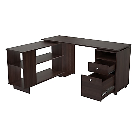 Inval America 54"W L-Shaped Corner Desk, Espresso