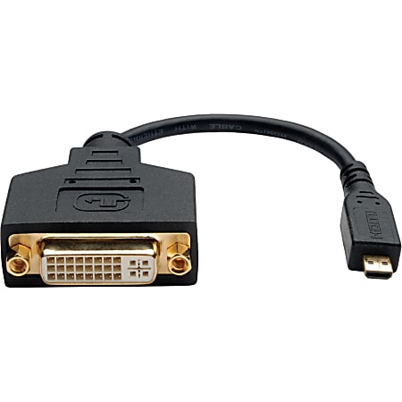 Tripp Lite 6in Micro HDMI to DVI-D Adapter Converter HDMI Male Type D to DVI-D Female 6" - 6" DVI/HDMI Video Cable for Video Device, TV, Monitor, Projector, Cellular Phone, Tablet PC - First End: 1 x HDMI (Micro Type D) Male Digital Audio/Video