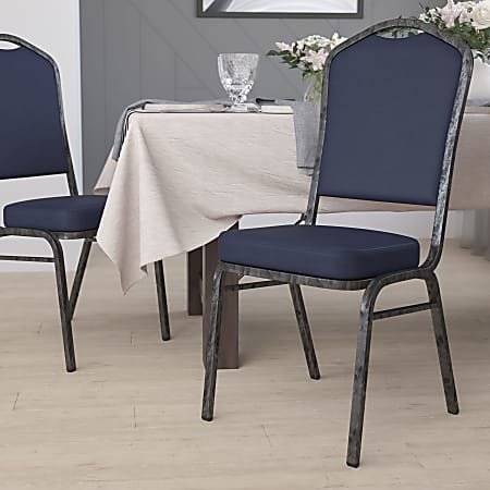 Flash Furniture HERCULES Series Crown-Back Stacking Banquet Chair, Silver/Navy
