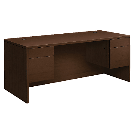 HON® 10500 Series Double Pedestal Desk, 72"W x 36"D, Mocha
