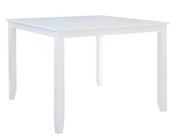 Powell Atwood Space Saver Square Counter Height Table, 36”H x 48”W x 48”D, White