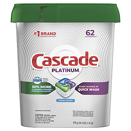 Cascade Platinum Dishwasher Pods, Fresh Scent, 62 Pods