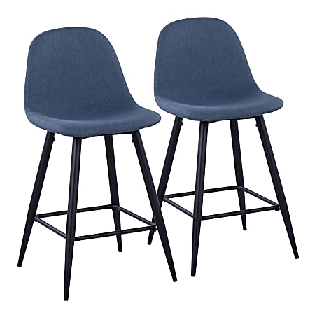 LumiSource Pebble Counter Stools, Black/Blue, Set Of 2 Stools