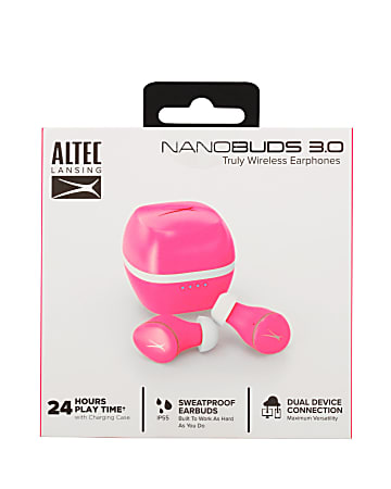 Altec Lansing NanoBuds 3.0 Earbuds, Pink, MZX-5001