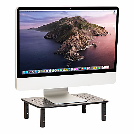 Mind Reader Metal Ventilated Monitor Stand with Adjustable Height, 5-1/2"H x 9-1/4"W x 14-1/2"D, Black