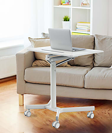 Realspace&reg; 28"W Mobile Sit-to-Stand Compact Desk/Laptop Cart Workstation, 28-3/4"H x 28"W x 22-1/16"D, White