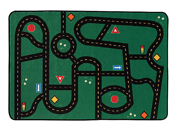 Carpets for Kids® KID$Value Rugs™ Go-Go Driving Rug, 3' x 4 1/2' , Green