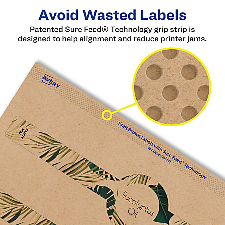 Avery Kraft Permanent Labels With Sure Feed 94118 KMP25 Cigar 1 12 x 7 ...