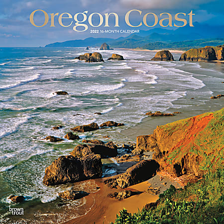 Brown Trout Monthly Regional Wall Calendar, 24" x 12", Oregon Coast, January to December 2022, 9781975439392