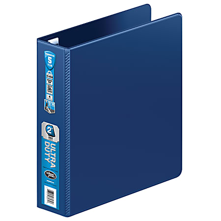 Office Depot® Brand Heavy-Duty 3-Ring Binder, 2" D-Rings, 49% Recycled, Navy