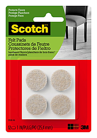Scotch® Self-Stick Floor Care Pads, 1&quot; Round, Pack
