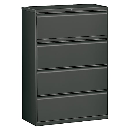 WorkPro® 36"W Lateral 4-Drawer File Cabinet, Metal, Charcoal