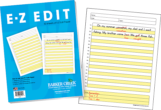 Barker Creek® E-Z Edit Paper Set, Grades 1-College, 50 Sheets