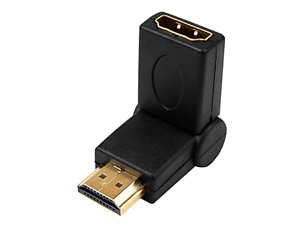 4XEM 90 Degree Swivel HDMI A Male To HDMI A Female Adapter - 1 Pack - 1 x 19-pin HDMI (Type A) Digital Audio/Video Female - 1 x 19-pin HDMI (Type A) Digital Audio/Video Male - Gold Connector - Gold Contact - Black
