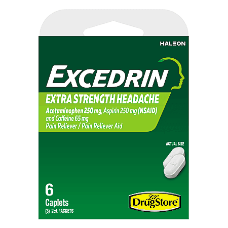 Excedrin Extra Strength Headache Pain Relief Caplets, Pack Of 6 Caplets