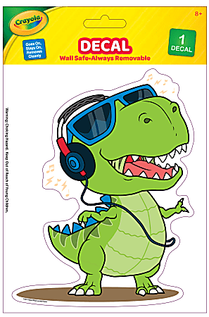 Crayola Peel & Stick Everywhere Safe Decal, Dinosaur With Headphones