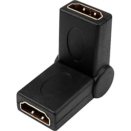 4XEM 90 Degree Swivel HDMI A Female To HDMI A Female Adapter - 1 Pack - 1 x 19-pin HDMI (Type A) Digital Audio/Video Female - 1 x 19-pin HDMI (Type A) Digital Audio/Video Female - Gold Connector - Gold Contact - Black