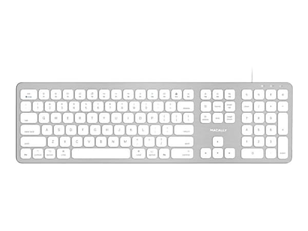 Macally Ultra Slim USB Wired Keyboard with 2 USB Ports For Mac -USB Interface - Computer - Mac - Scissors Keyswitch - White, Gray - WKEYHUBMB