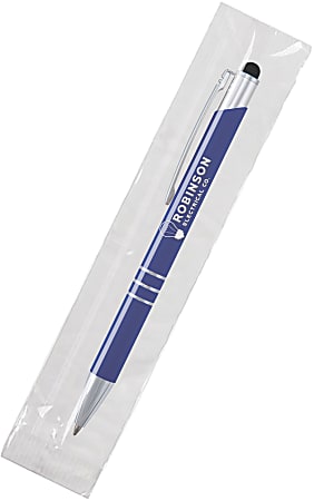 Custom Promotional Composition Softex Stylus Pen, Cello-Wrapped, Medium Point