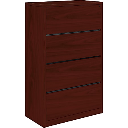 HON® 10500 36-7/8"W x 20"D Lateral 4-Drawer File Cabinet, Mahogany