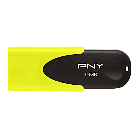 PNY Attaché 4 USB 2.0 Flash Drive, 64GB, Assorted Neon Colors