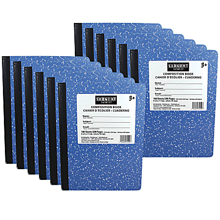 Sargent Art Composition Books, 7-1/2" x 9-3/4", Wide Ruled, 200 Pages (100 Sheets), Blue, Pack Of 12 Notebooks