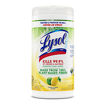 LYSOL&reg; Disinfecting Wipes with Citric Acid - Fresh Citrus 70 ct.