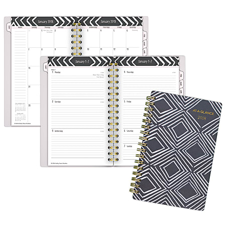 AT-A-GLANCE® Kathy Davis® Small Weekly/Monthly Planner, Wire Binding, 3 7/8" x 6 1/8", Gray/Pink, January 2018 to December 2018 (1035-300-18)