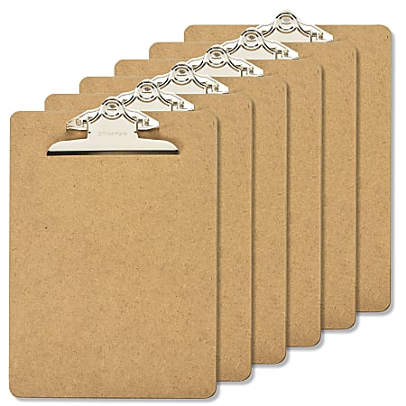Officemate 83706 Wood Clipboard, Letter Size, Recycled, 6/Pack - 8 1/2" x 11" Sheet Size - Wood - Brown - 6 / Pack