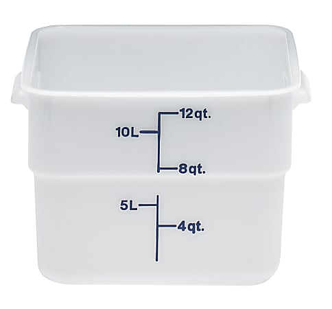 Cambro Poly CamSquare Food Storage Containers, 12 Qt, White, Pack Of 6 Containers