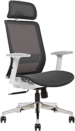 Sinfonia Sing Ergonomic Mesh High-Back Task Chair, Adjustable Height Arms, Headrest, Black/White