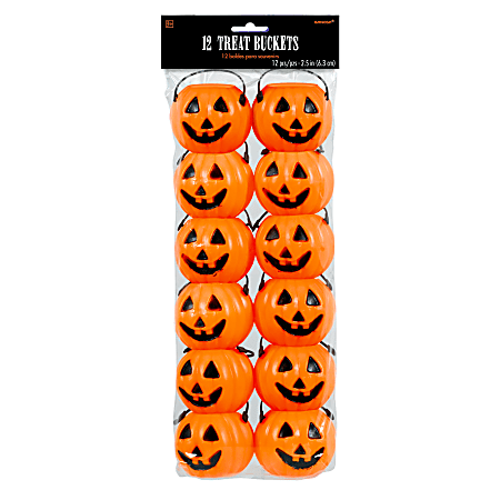 Amscan Pumpkin Treat Pail Favors, Orange, Pack Of 36 Favors