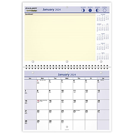 2024 AT-A-GLANCE® QuickNotes Monthly Desk/Wall Calendar, 11" x 8", January to December 2024, PM5028