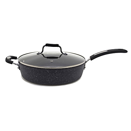 THE ROCK™ by Starfrit® Aluminum Nonstick Deep Fry Pan with Lid & Bakelite® Handle, 12-In., Black
