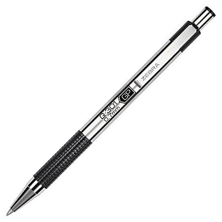 Zebra G 301 Gel Ink Retractable Pens Medium Point 0 7 Mm Stainless Steel Barrel Black Ink Office Depot