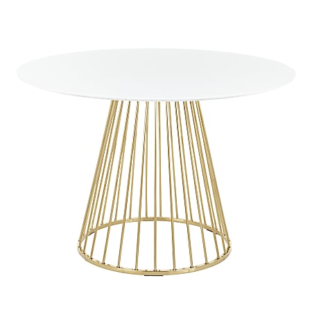 LumiSource Canary Dining Table, 29-1/2"H x 43-1/2"W x 43-1/2"D, White/Gold