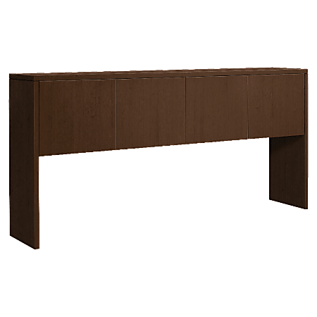HON 10500 Stack-On Hutch for L-Station - 78" x 14.6" x 37.1" - Drawer(s)4 Door(s) - Square Edge - Material: Wood Grain Work Surface, Metal Fastener - Finish: Mocha, Thermofused Laminate (TFL), Chrome Plated Hinge