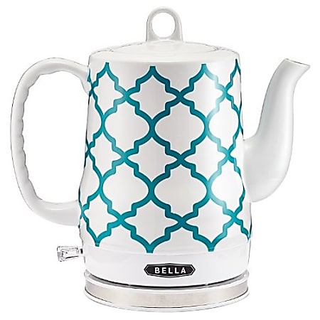 Bella, Kitchen, Bella Electric Ceramic Kettle Tea Pot White Blue Aqua  Polka Dot 8l