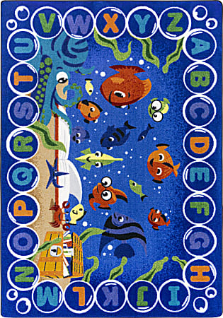 Joy Carpets® Kids' Essentials Rectangle Area Rug, Underwater Readers™, 5-1/3' x 7-33/50', Multicolor