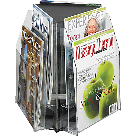 Safco 6 Pocket Magazine and Pamphlet Rotating Tabletop Display, Triangular, 12 3/4"H x 15"W