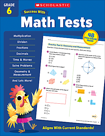 Scholastic Success With Math Tests Workbook, Grade 6