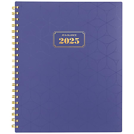 2025 AT-A-GLANCE® BADGE Weekly/Monthly Planner, 8-1/2" x 11", Blue Geo, January 2025 To January 2026, 1722G-905