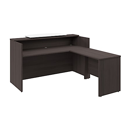 Bush Business Furniture Arrive 72"W L Shaped Reception Desk with Counter, Storm Gray, Standard Delivery