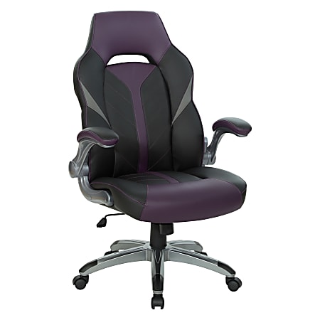 Office Star™ Orion Ergonomic Faux Leather Computer Gaming Chair, Black/Purple