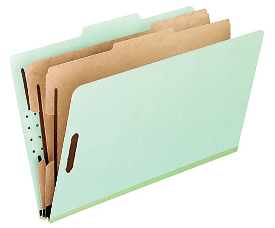 Pendaflex® Pressboard Classification Folders, 8 1/2" x 11", Letter Size, 2 Dividers, Corona Green, Box Of 10