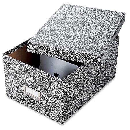 Oxford Index Card Storage Boxes - Media Size Supported: Index Card 5" x 8" - 1200 x Index Card (8" X 5") - Lift-off Closure - Plastic, Steel - Black, White - For Index Card, Label - 1 Each