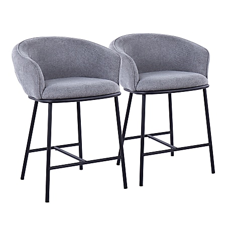 LumiSource Ashland Counter Stools, Gray/Black, Set Of 2 Stools